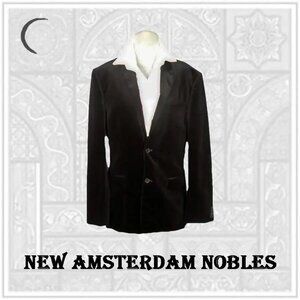 Mens Black Velvet Blazer - New Amsterdam Nobles Jacket - 90s Vintage